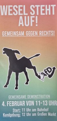 Flyer, Wesel Esel tritt AFD Logo