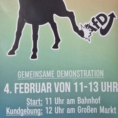 Flyer, Wesel Esel tritt AFD Logo